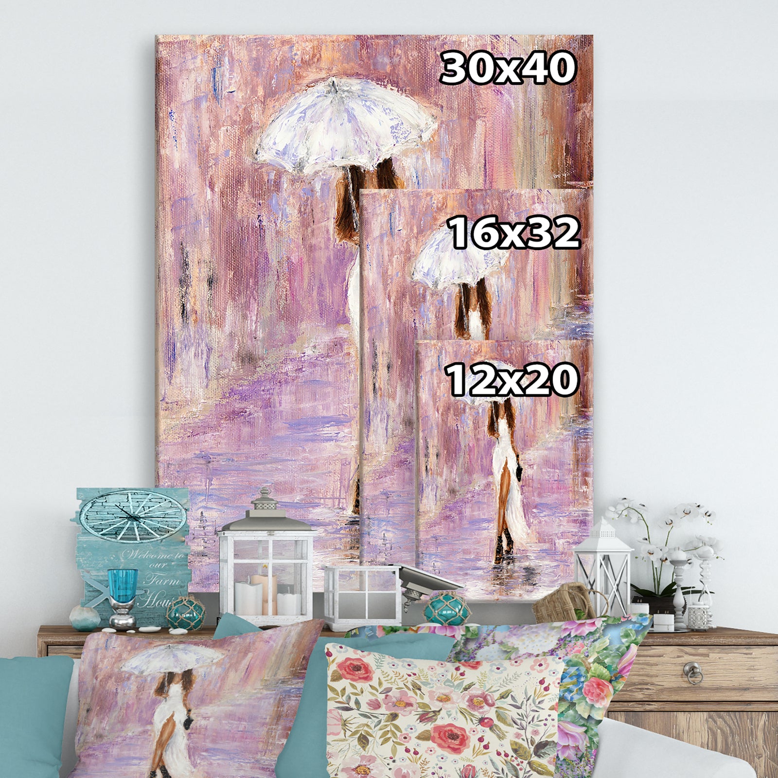 Woman in white - Cottage Canvas Wall Art