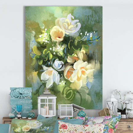 Digital painting of colorful abstract flowers - Cottage Canvas Wall Art