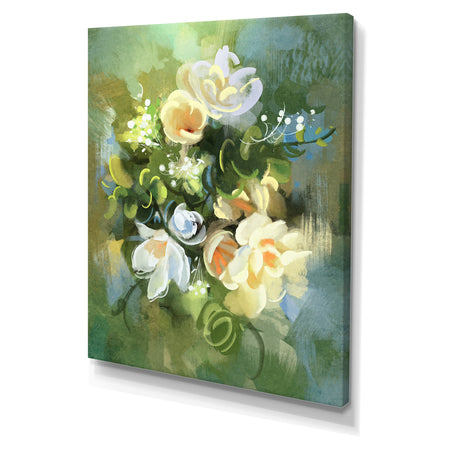 Digital painting of colorful abstract flowers - Cottage Canvas Wall Art