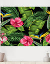 Seamless pattern with tropical leaves and flowers - Tropical Canvas Wall Art