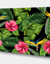 Seamless pattern with tropical leaves and flowers - Tropical Canvas Wall Art