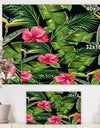 Seamless pattern with tropical leaves and flowers - Tropical Canvas Wall Art