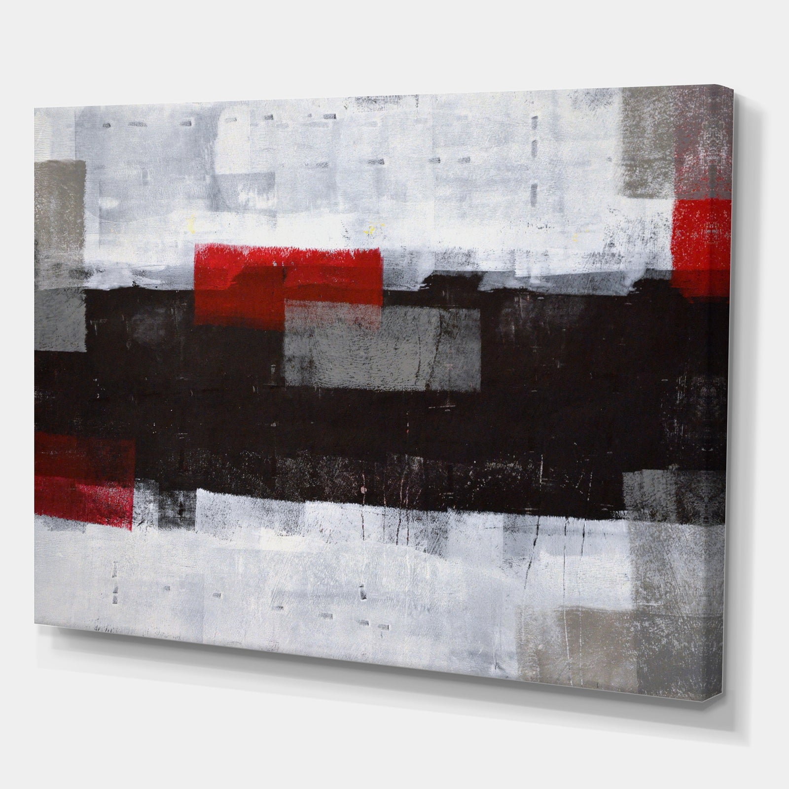 Grey and Red Abstract Art Painting - Modern Canvas Wall Art