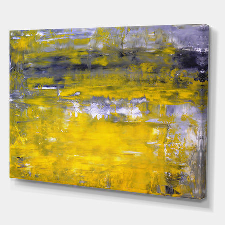 Grey and Yellow Abstract Art Painting - Modern Canvas Wall Art