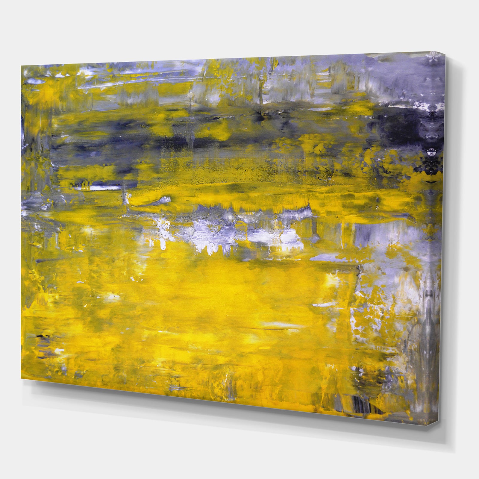 Grey and Yellow Abstract Art Painting - Modern Canvas Wall Art