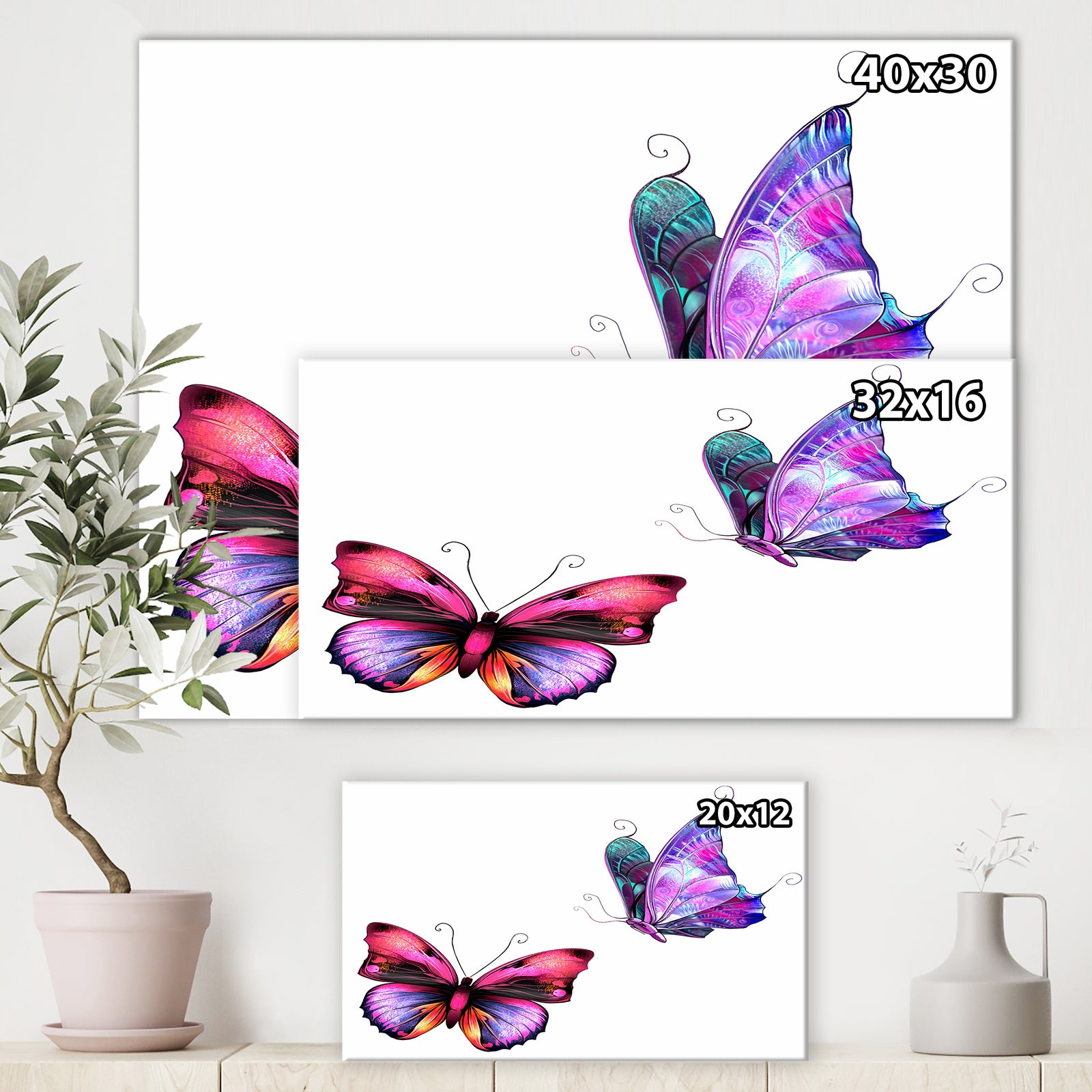 Butterflies - Cottage Canvas Wall Art