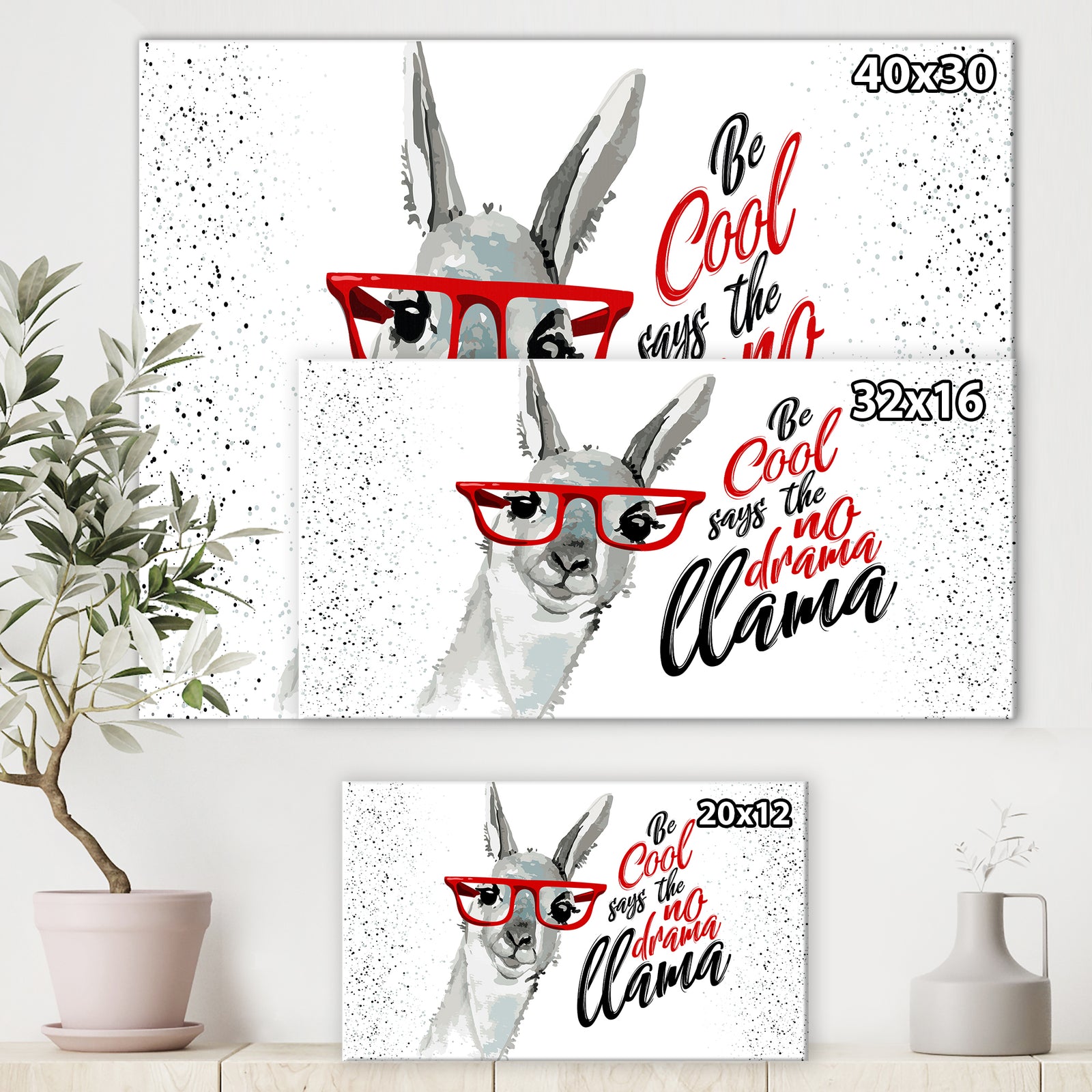 Be cool says the no drama Llama - Cottage Canvas Wall Art
