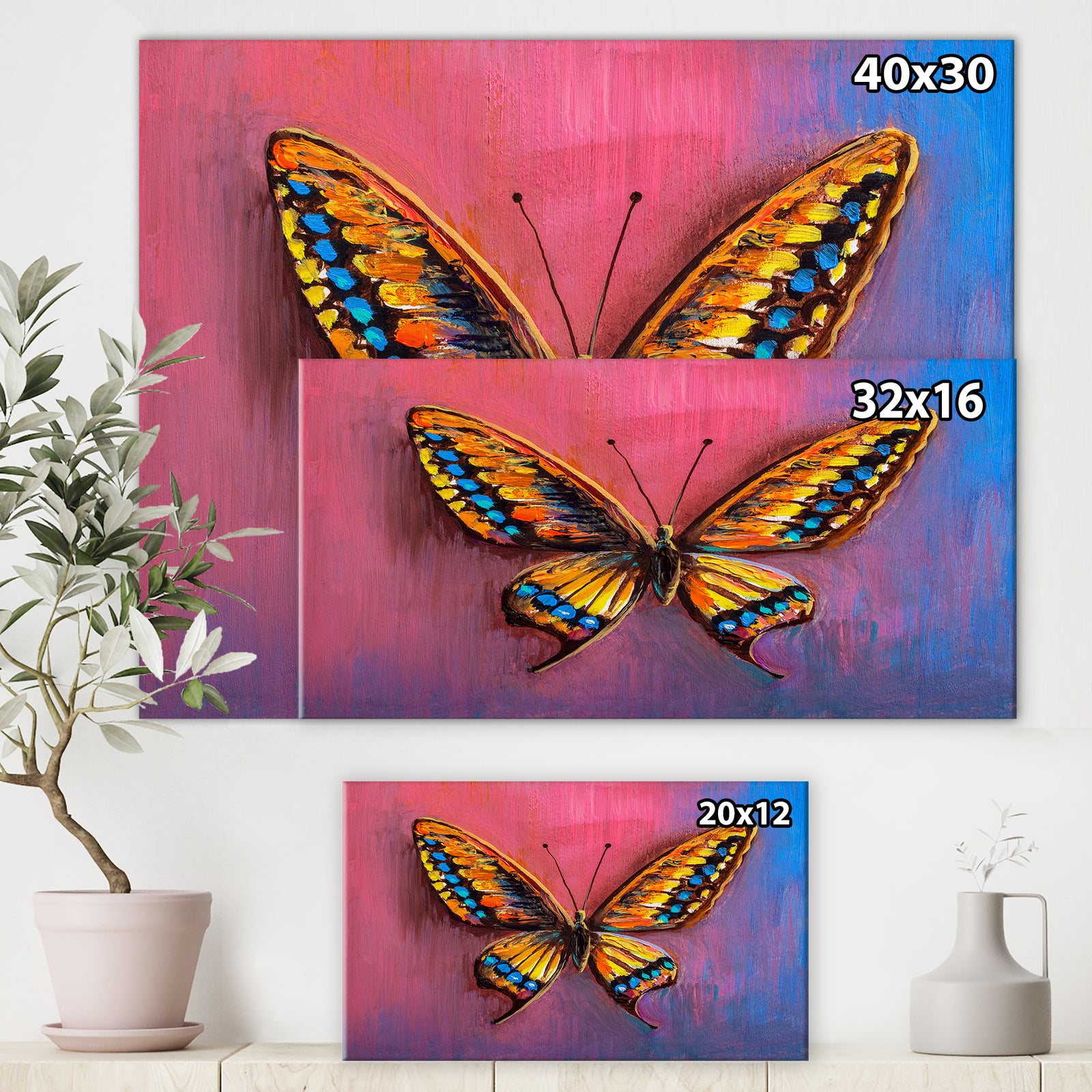Oil painting , beautiful butterfly. - Cottage Canvas Wall Art