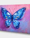 Oil painting of blue butterfly - Cottage Canvas Wall Art