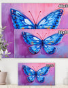 Oil painting of blue butterfly - Cottage Canvas Wall Art