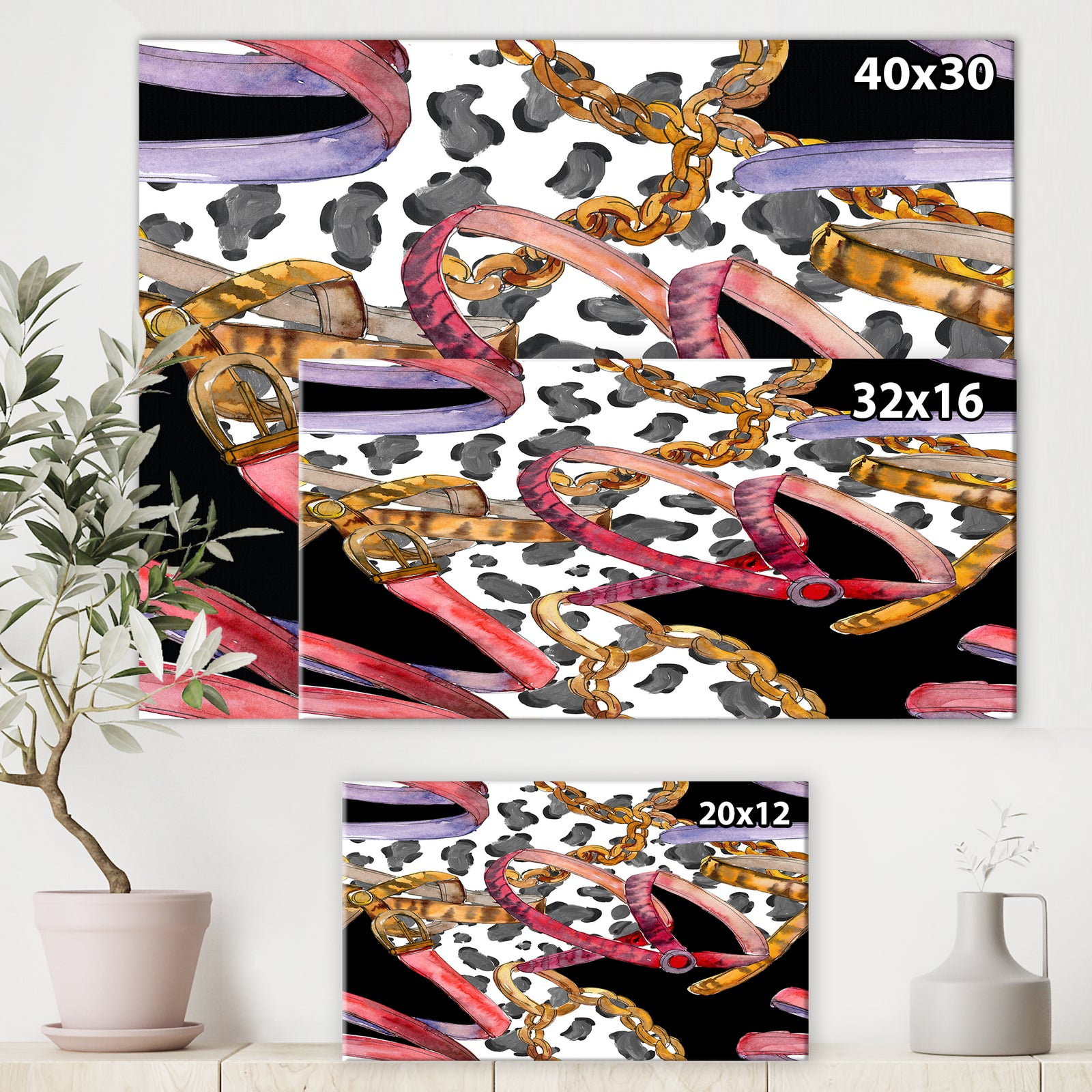 Leather spotted belt sketch - Modern Canvas Wall Art