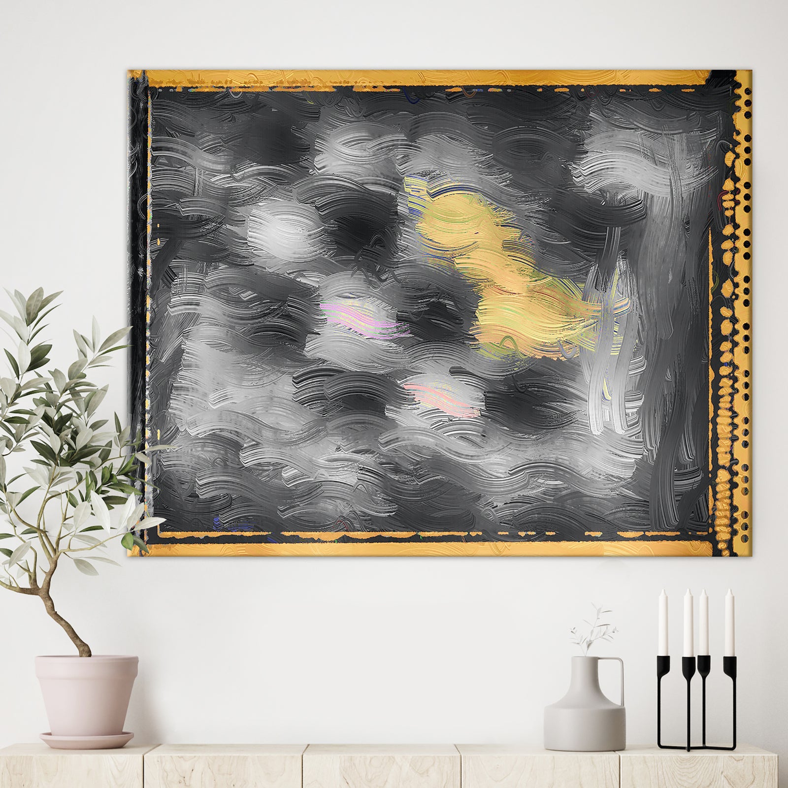 Orange and Black Glass Effect - Modern Canvas Wall Art