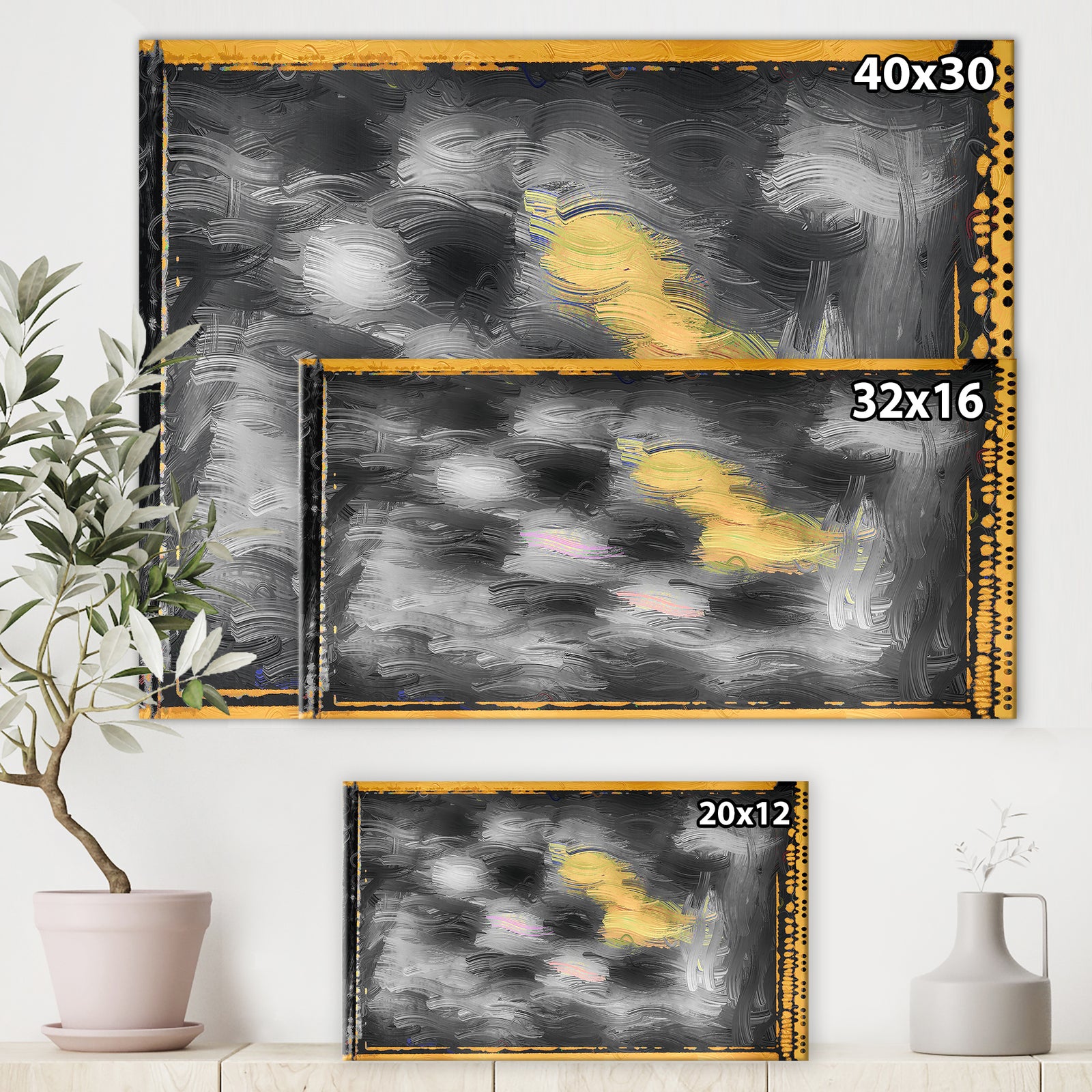 Orange and Black Glass Effect - Modern Canvas Wall Art