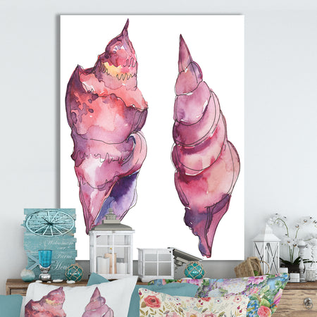 Purple marine tropical seashell - Cottage Canvas Wall Art