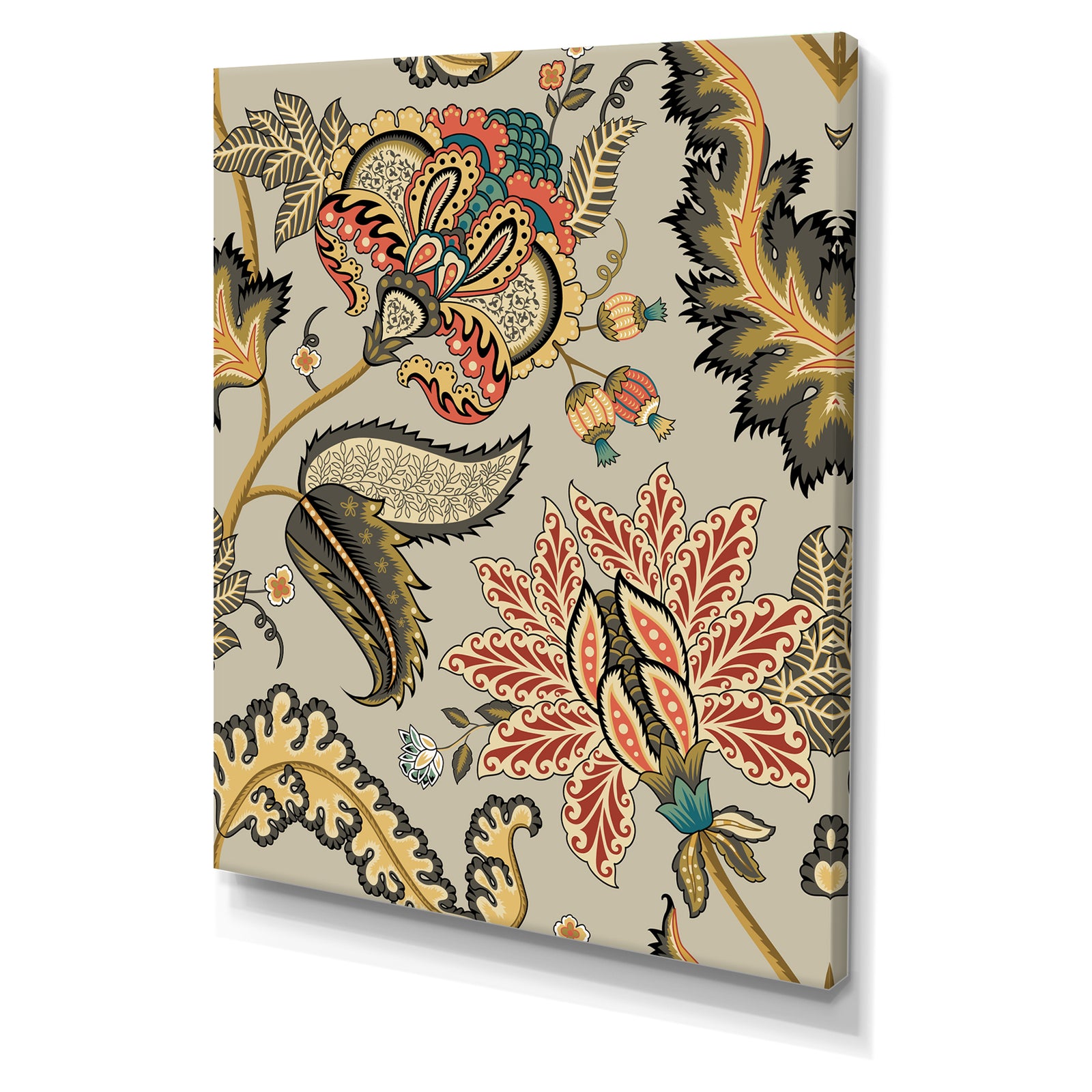 Vintage indian floral pattern - Cottage Canvas Wall Art