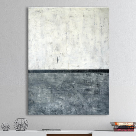 Grey and White Abstract Art Painting - Modern Canvas Wall Art