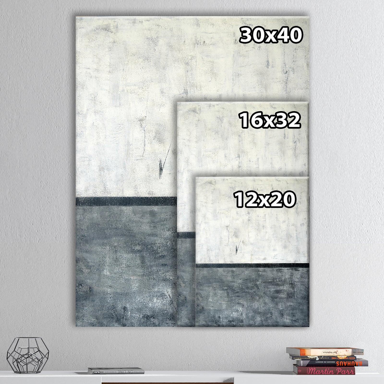 Grey and White Abstract Art Painting - Modern Canvas Wall Art