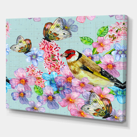 Cute birds watercolor - Cottage Canvas Wall Art