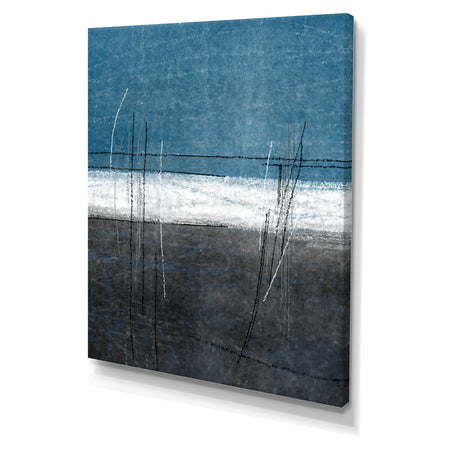 Teal and Grey Abstract Art Painting - Modern Canvas Wall Art