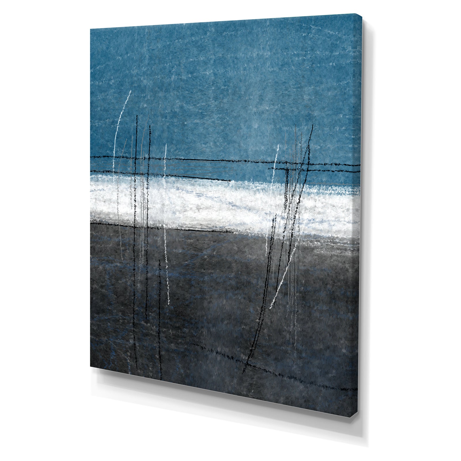 Teal and Grey Abstract Art Painting - Modern Canvas Wall Art
