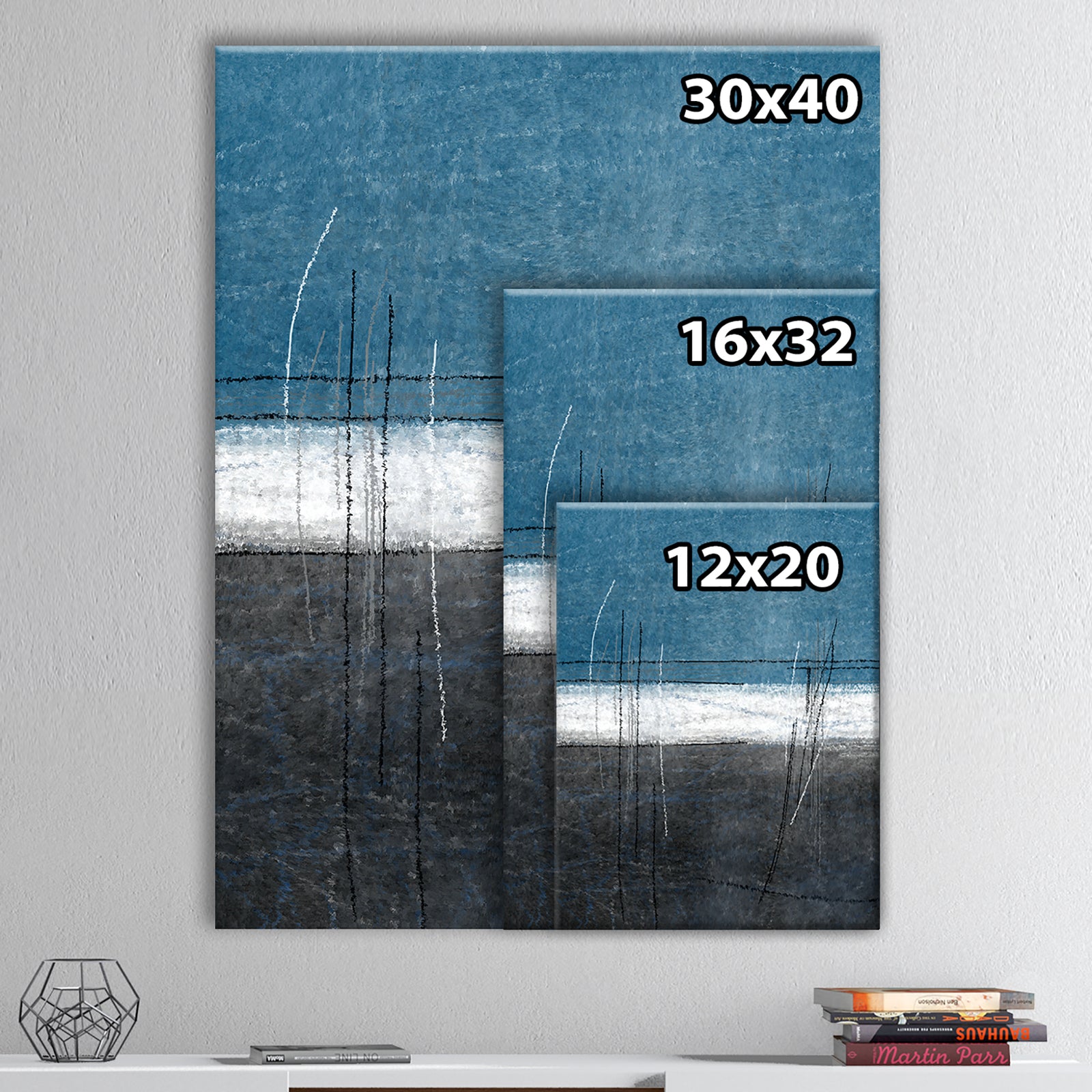 Teal and Grey Abstract Art Painting - Modern Canvas Wall Art