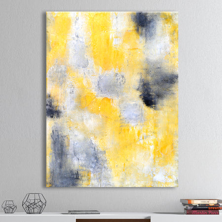 Black and Yellow Abstract Art Painting - Modern Canvas Wall Art