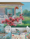 Oil painting - house with patio, art work - Cottage Canvas Wall Art