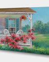 Oil painting - house with patio, art work - Cottage Canvas Wall Art