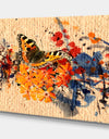 Butterfly and watercolor painting on paper - Cottage Canvas Wall Art
