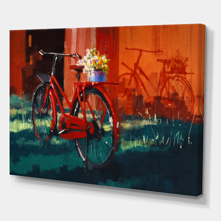 Vintage bicycle with bucket - Cottage Canvas Wall Art