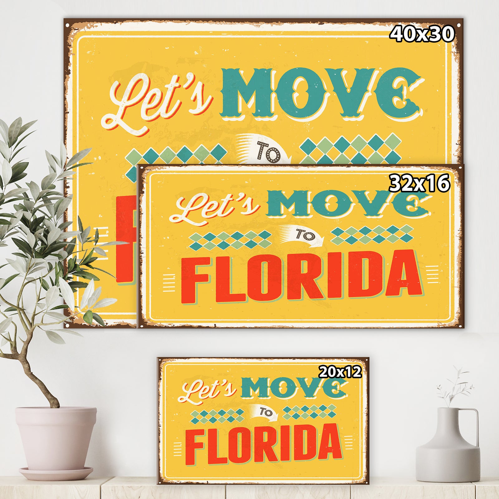 Vintage Florida sign - Cottage Canvas Wall Art
