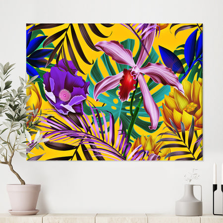 Seamless tropical flower pattern background - Tropical Canvas Wall Art