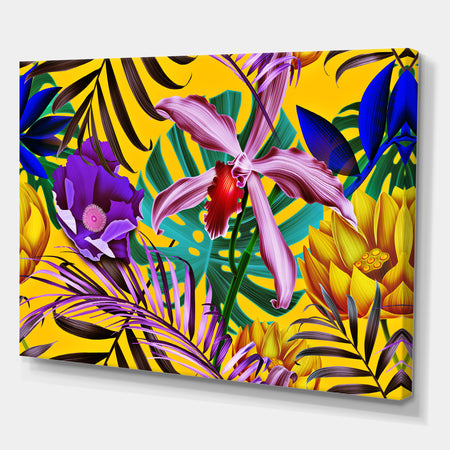 Seamless tropical flower pattern background - Tropical Canvas Wall Art