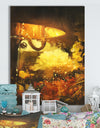 Flowers and lamp glowing orange - Cottage Canvas Wall Art