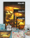 Flowers and lamp glowing orange - Cottage Canvas Wall Art