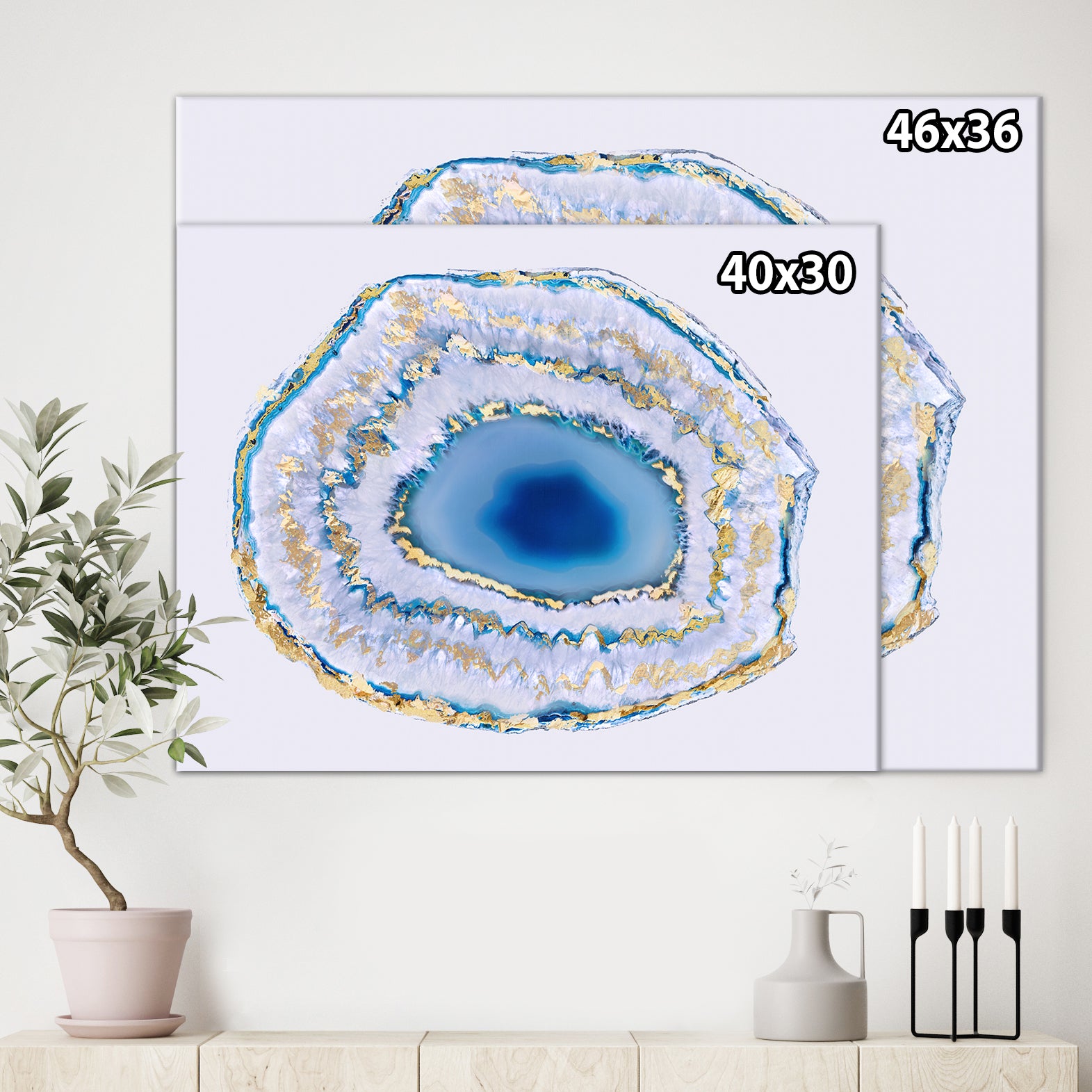 Golden Blue Agate - Glam Canvas Wall Art Print