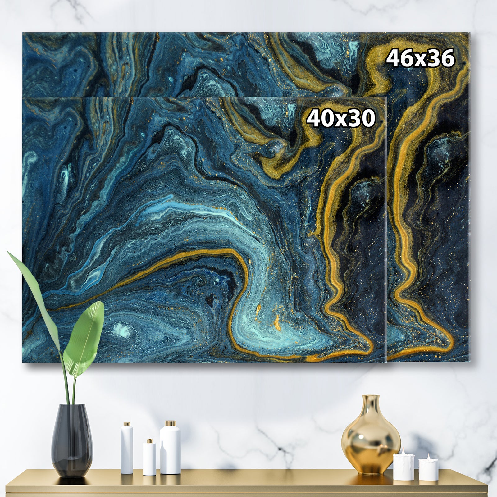 Agathe Ripple Golden Rivers - Modern Canvas Wall Art Print