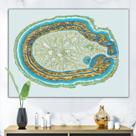 Volcanoa Blue And Gold Agate - Modern Canvas Wall Art Print