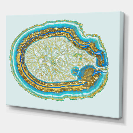 Volcanoa Blue And Gold Agate - Modern Canvas Wall Art Print