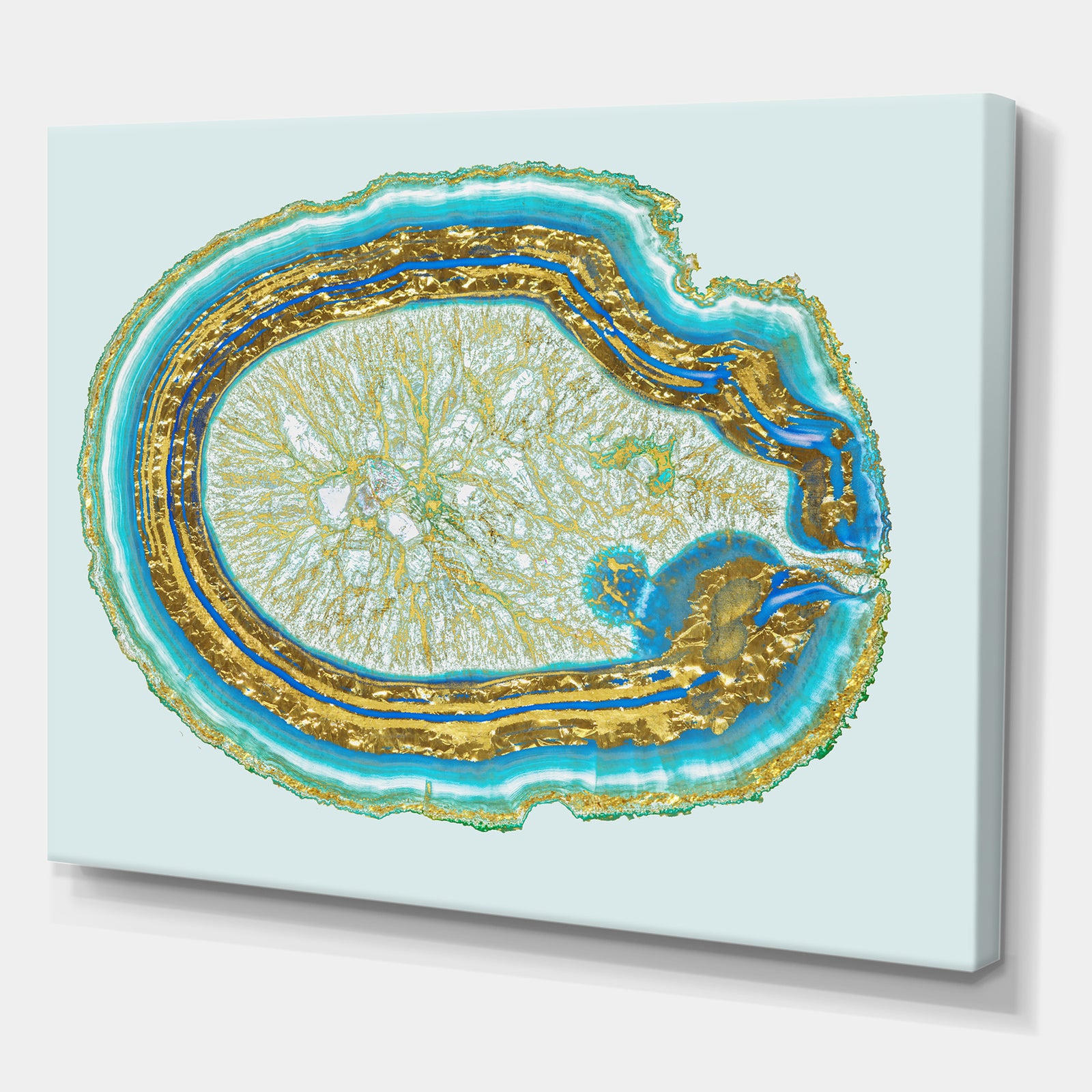 Volcanoa Blue And Gold Agate - Modern Canvas Wall Art Print