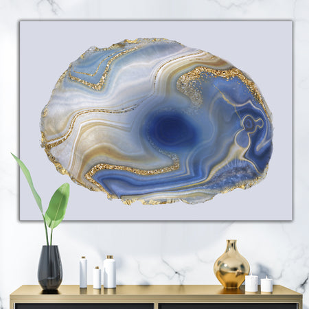 Ocean Blue Golden Jasper Agate I - Glam Canvas Wall Art Print