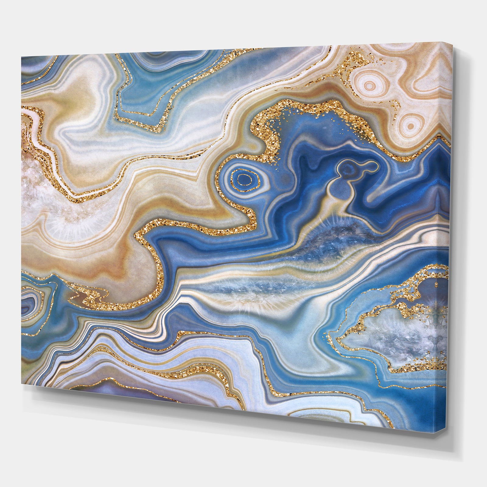 Ocean Blue Golden Jasper Agate II - Modern Canvas Wall Art Print