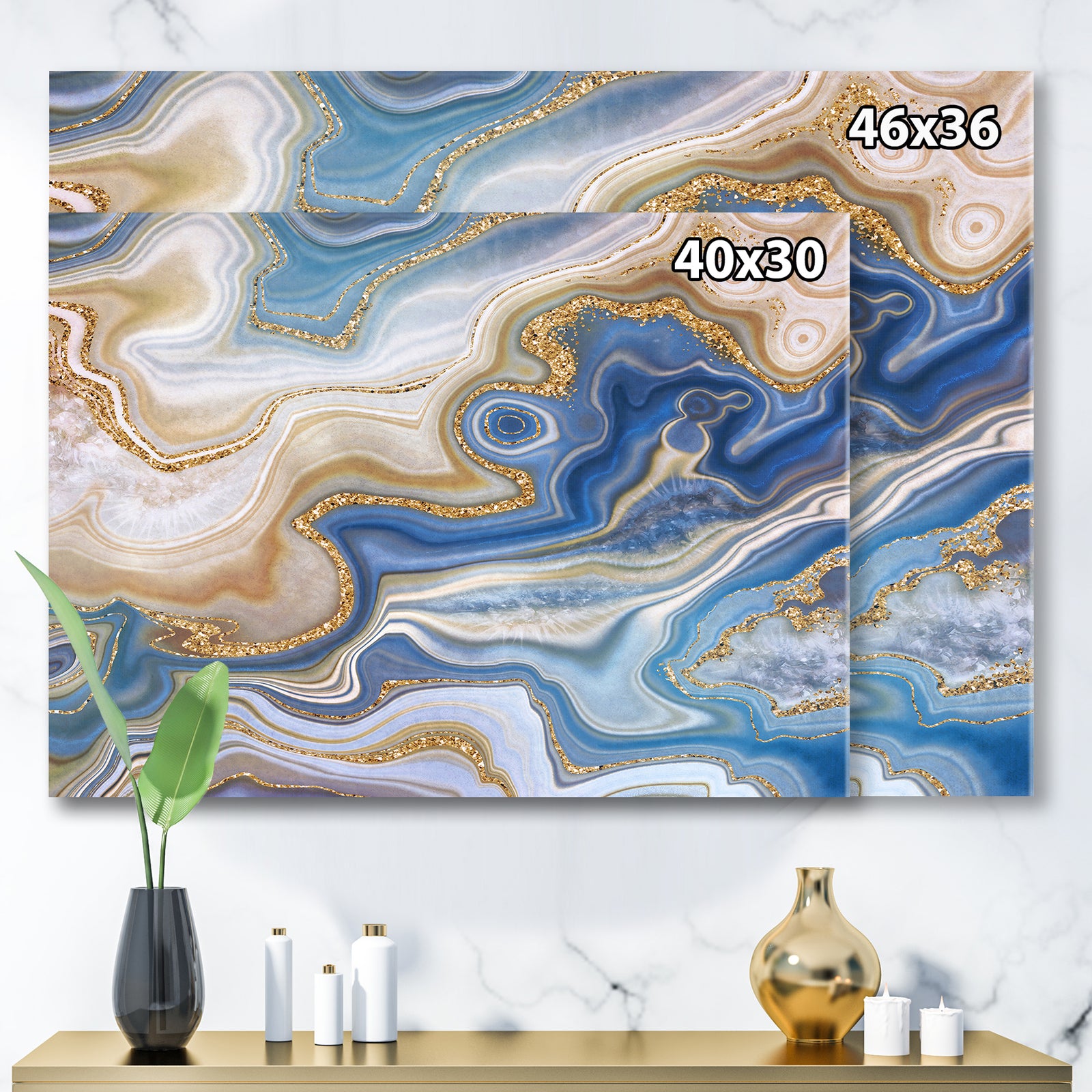 Ocean Blue Golden Jasper Agate II - Modern Canvas Wall Art Print