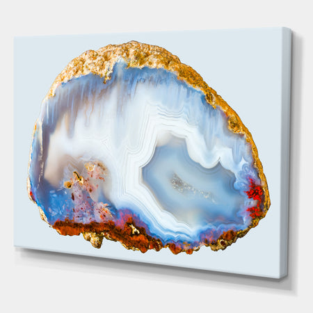 Chalcedony Quartz Gold and Blue I - Modern Canvas Wall Art Print