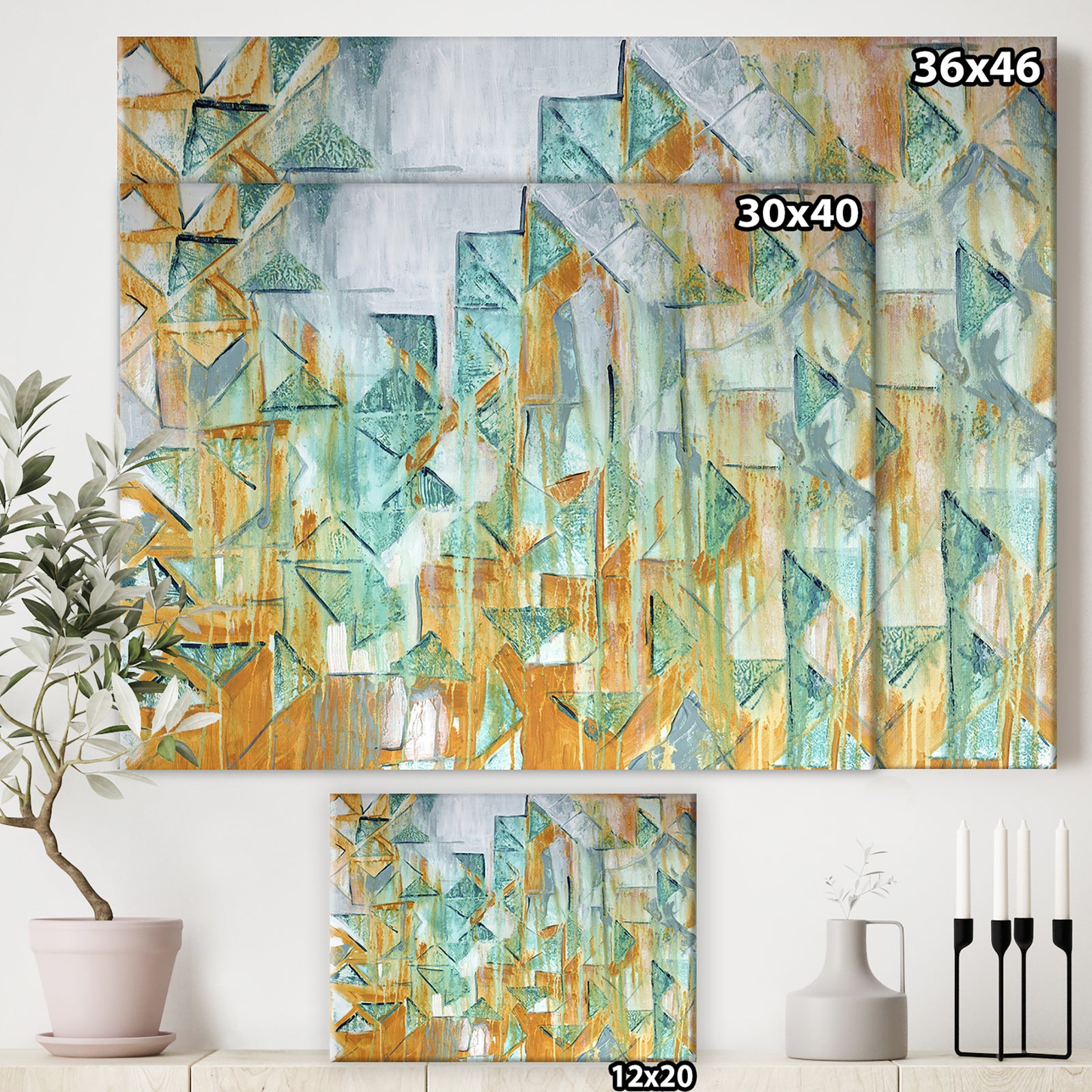 Triangular Cascade - Modern & Contemporary Gallery-wrapped Canvas