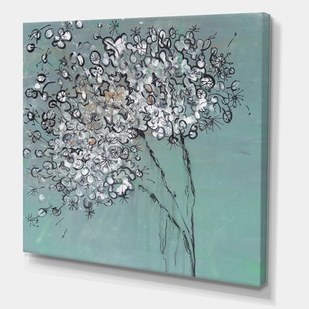 Teal Blossoming Dandelion - Modern & Contemporary Canvas Art Print