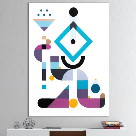 Blue Diamond Arrangement - Mid-Century Modern Canvas Artwork
