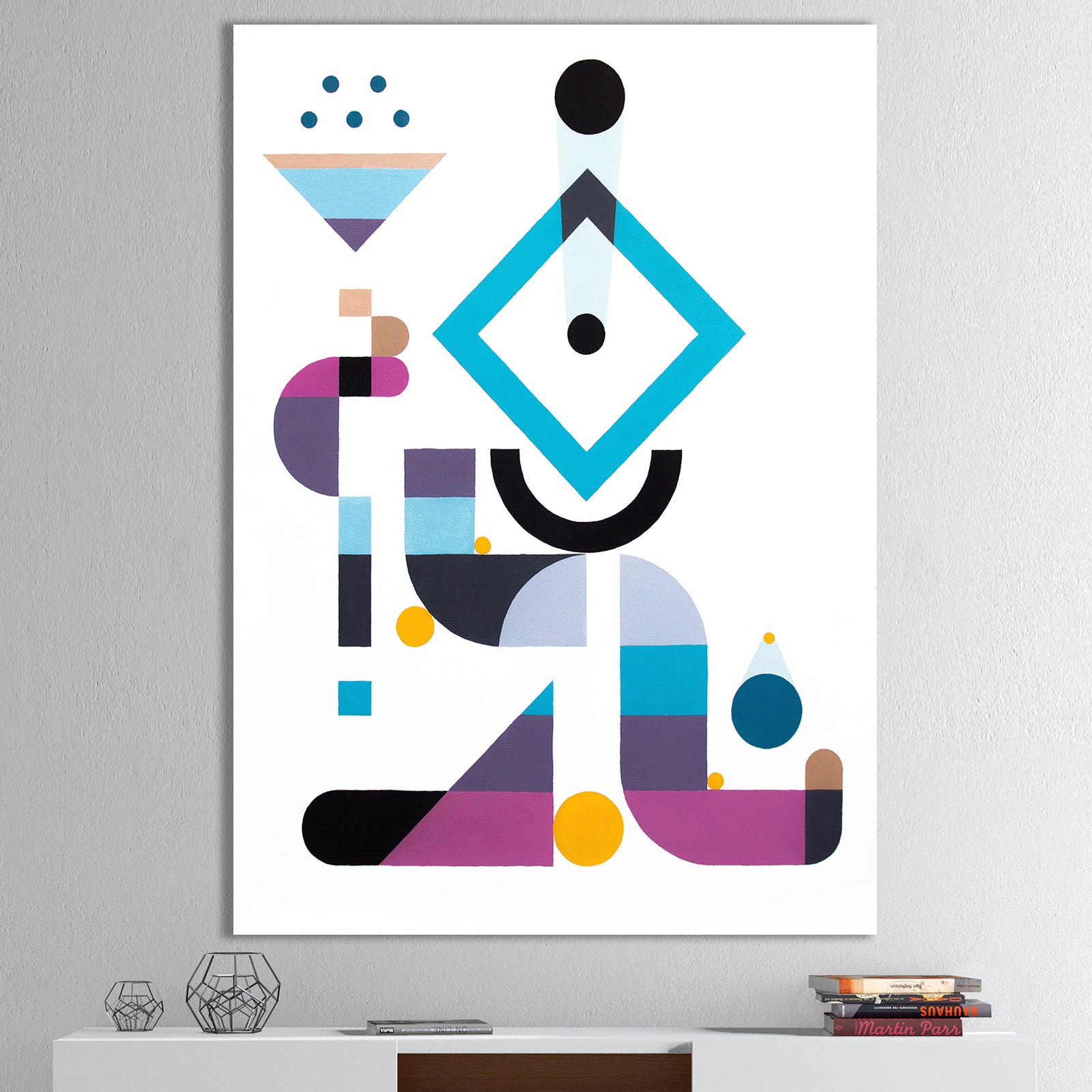 Blue Diamond Arrangement - Mid-Century Modern Canvas Artwork