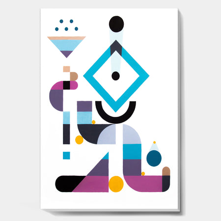 Blue Diamond Arrangement - Mid-Century Modern Canvas Artwork
