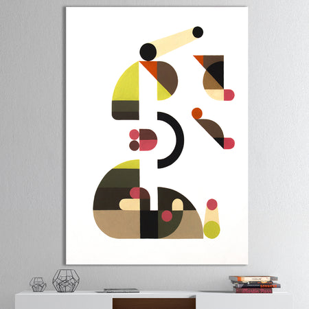 Circe Composition in Pink Green And Black II - Mid-Century Modern Premium Canvas Wall Art